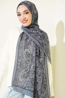 Antik Motifli Soft Şal Füme - Başörtüsü