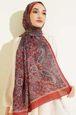 Antik Motifli Soft Şal Kiremit - Başörtüsü