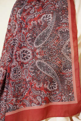 Antik Motifli Soft Şal Kiremit - Başörtüsü