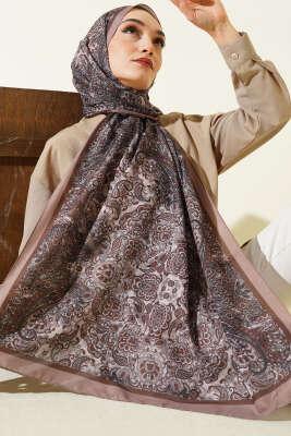 Antik Motifli Soft Şal Latte - Başörtüsü