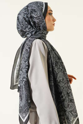 Antik Motifli Soft Şal Siyah - Başörtüsü