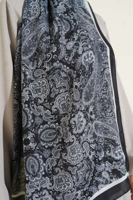 Antik Motifli Soft Şal Siyah - Başörtüsü