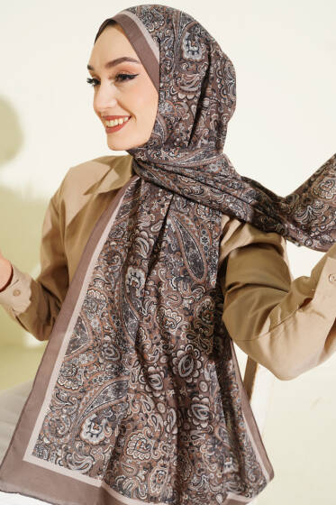 Antik Motifli Soft Şal Vizon - Başörtüsü