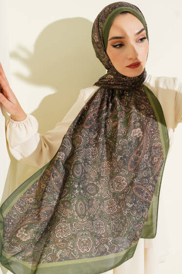 Antik Motifli Soft Şal Zümrüt - Başörtüsü