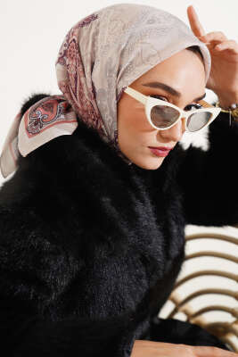 Antik Paisley Desen Eşarp Bej 