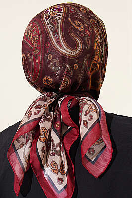 Antik Paisley Desen Eşarp Bordo - Başörtüsü