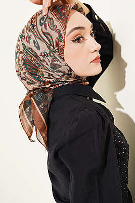 Antik Paisley Desen Eşarp Camel - Başörtüsü