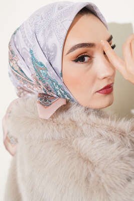Antik Paisley Desen Eşarp Gri 