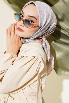 Antik Paisley Desen Eşarp Gri 