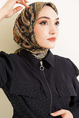 Antik Paisley Desen Eşarp Haki - Başörtüsü