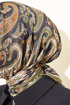 Antik Paisley Desen Eşarp Haki - Başörtüsü