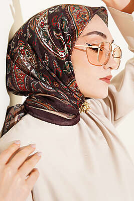 Antik Paisley Desen Eşarp Kahve 