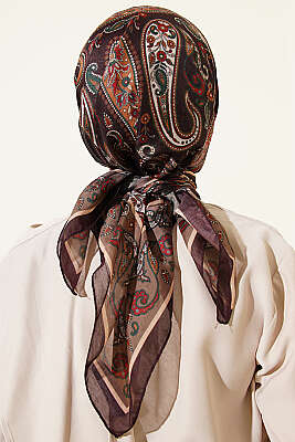 Antik Paisley Desen Eşarp Kahve - Başörtüsü