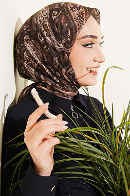 Antik Paisley Desen Eşarp Latte - Başörtüsü