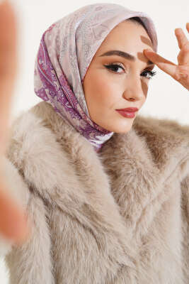 Antik Paisley Desen Eşarp Lila 