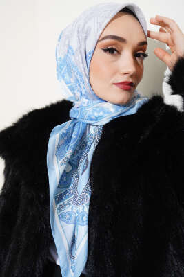 Antik Paisley Desen Eşarp Mavi 
