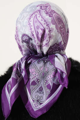 Antik Paisley Desen Eşarp Mor - Başörtüsü