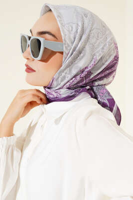 Antik Paisley Desen Eşarp Mor - Başörtüsü