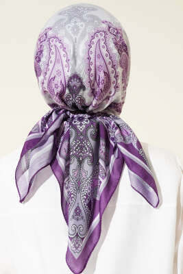 Antik Paisley Desen Eşarp Mor - Başörtüsü