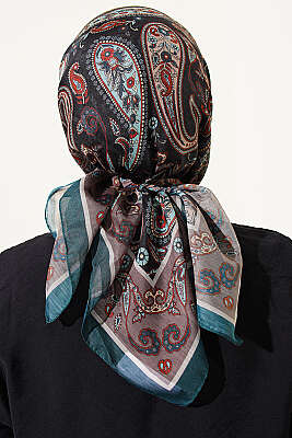 Antik Paisley Desen Eşarp Petrol Yeşili - Başörtüsü