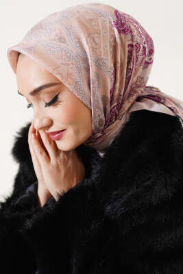 Antik Paisley Desen Eşarp Pudra 