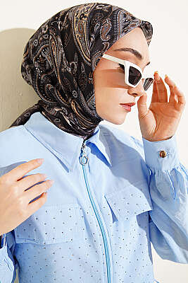 Antik Paisley Desen Eşarp Siyah 