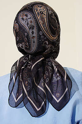 Antik Paisley Desen Eşarp Siyah - Başörtüsü