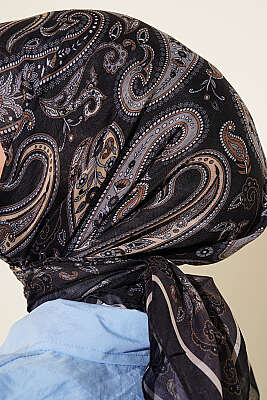 Antik Paisley Desen Eşarp Siyah - Başörtüsü