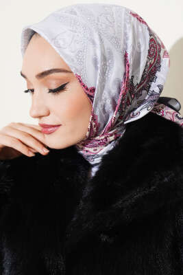 Antik Paisley Desen Eşarp Siyah Pembe - Başörtüsü