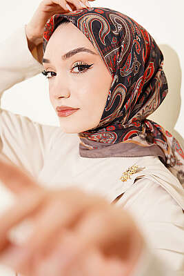 Antik Paisley Desen Eşarp Vizon - SİNEM EŞARP