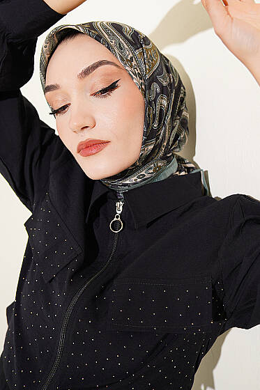 Antik Paisley Desen Eşarp Zümrüt - Başörtüsü