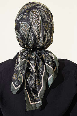 Antik Paisley Desen Eşarp Zümrüt - Başörtüsü