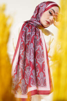 Antik Paisley Desen Şal Bordo - Başörtüsü