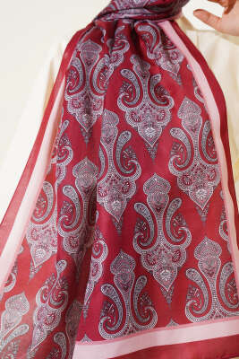 Antik Paisley Desen Şal Bordo - Başörtüsü