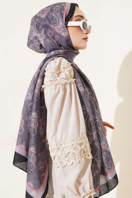 Antik Paisley Desen Şal Füme - Başörtüsü