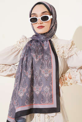 Antik Paisley Desen Şal Füme 