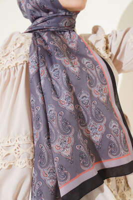 Antik Paisley Desen Şal Füme - Başörtüsü