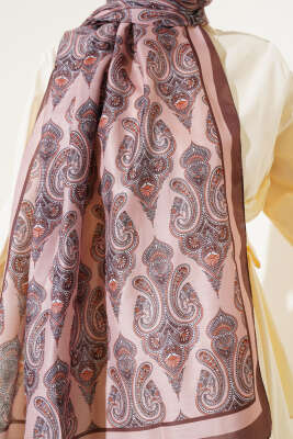 Antik Paisley Desen Şal Kahve - Başörtüsü
