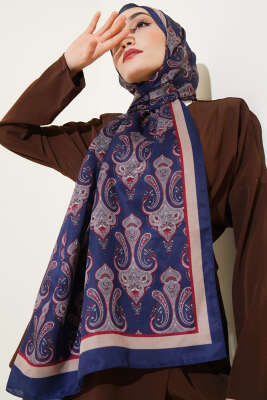Antik Paisley Desen Şal Lacivert 