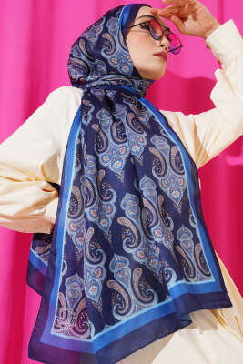 Antik Paisley Desen Şal Mavi 