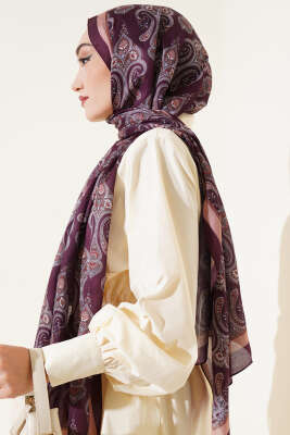 Antik Paisley Desen Şal Mürdüm - Başörtüsü