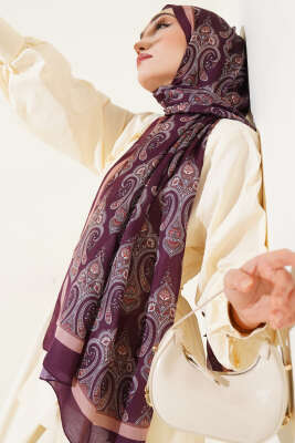 Antik Paisley Desen Şal Mürdüm 