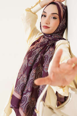 Antik Paisley Desen Şal Mürdüm - Başörtüsü