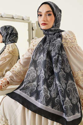Antik Paisley Desen Şal Siyah - Başörtüsü