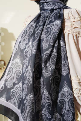 Antik Paisley Desen Şal Siyah - Başörtüsü