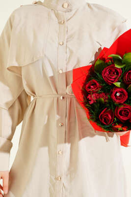 Apoletli Pelerinli Modal Gömlek Bej - Gömlek