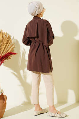 Apoletli Pelerinli Modal Gömlek Kahve - Gömlek