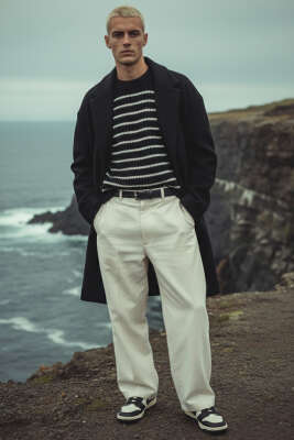 Araboy Kaşe Erkek Kaban Siyah - Erkek Kaban