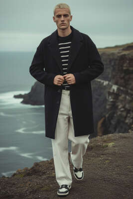 Araboy Kaşe Erkek Kaban Siyah - Erkek Kaban