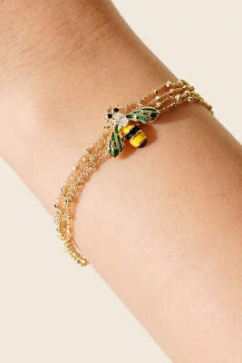 Arı Desenli Bileklik Gold - Bileklik